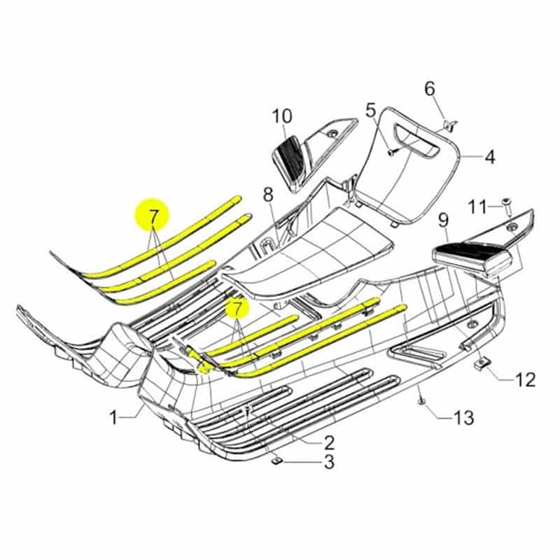 Originele Vespa Treeplank Rubberstrips set voor LX en S modellen - 65712645