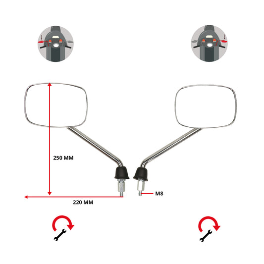 Spiegelsetje - Vespa S / LX- Modellen tot 2014
