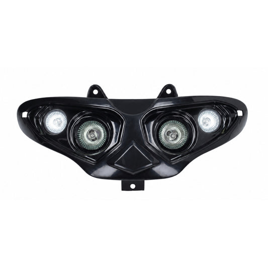 Conjunto de faróis dianteiros de halogéneo com 4 lâmpadas – Preto – Modelos Gilera Runner 50 / 125 / 180cc