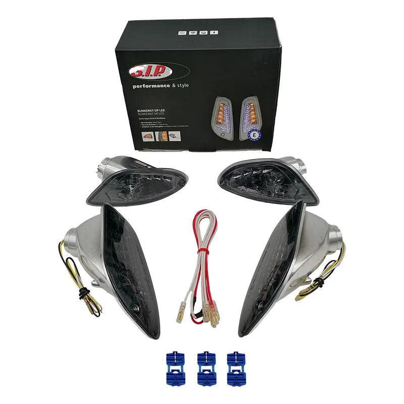 LED-Blinker-Set für Vespa LX/LXV/S-Modelle – Vorne + Hinten – Rauchglas/Klar