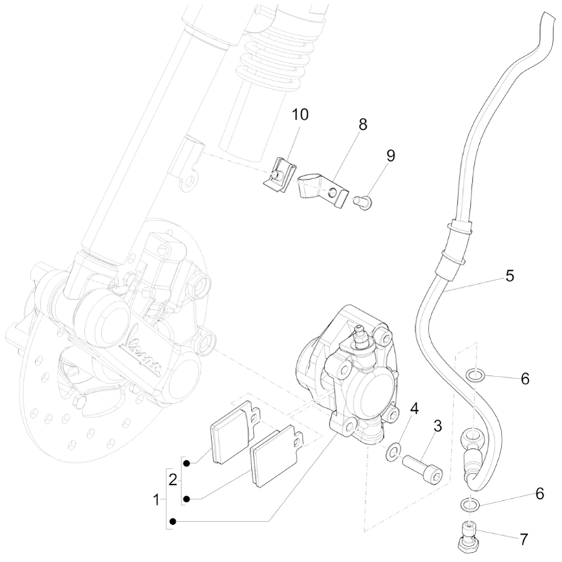 44. Vespa Sprint 50 IGET 4T 3V Euro5 - 45 km/h - 2019-2022 - ZAPCD0101 - Onderdelen Remsysteem