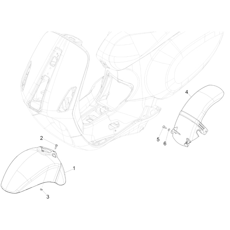 27. Vespa Sprint 50 IGET 4T 3V Euro5 - 45 km/h - 2019-2022 - ZAPCD0101 - Onderdelen Spatbord