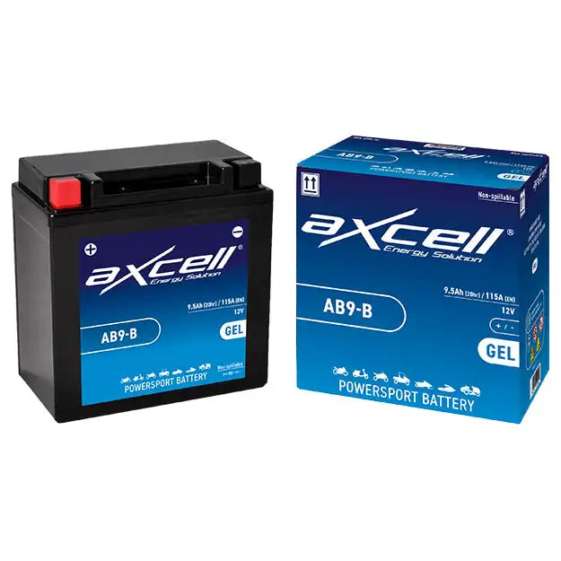 Accu Axcell YB9-B / AB9-B - Sealed 12v-9Ah onderhoudsvrij (incl. gel/zuur) 2T / 4T motoren