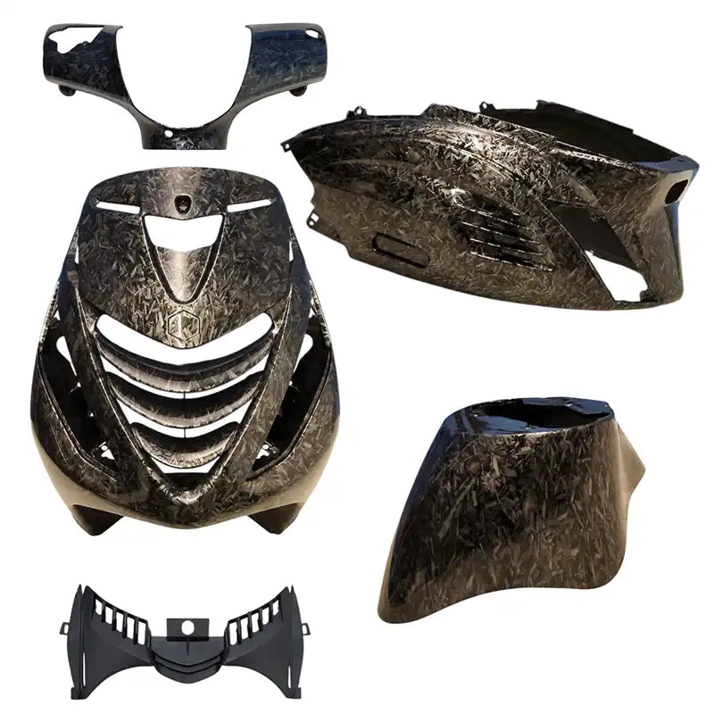 Kappenset – Piaggio Zip – 5-delig – RS-1 - met SP neus – Forged Carbon Look