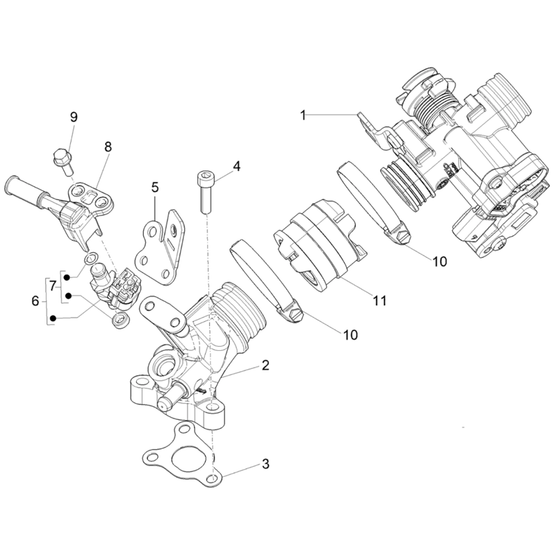 17. Vespa Sprint 50 IGET 4T 3V Euro5 - 45 km/h - 2019-2022 - ZAPCD0101 - Drosselklappengehäuse