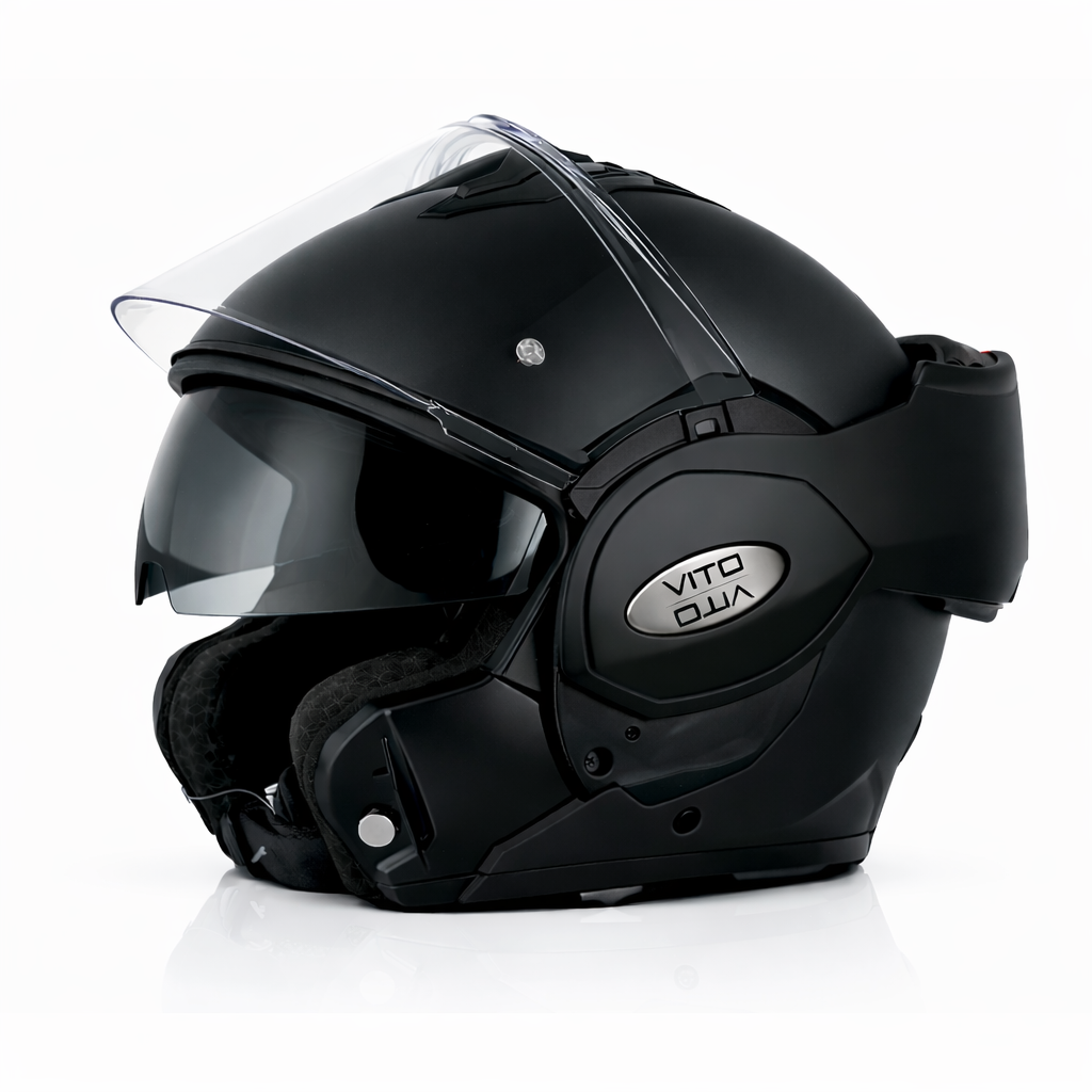 Helm Vito Reverse - Transparant Vizier - Mat Zwart - Maat L