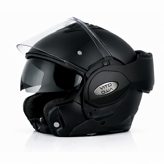 Helm Vito Reverse - Transparant Vizier - Mat Zwart - Maat L