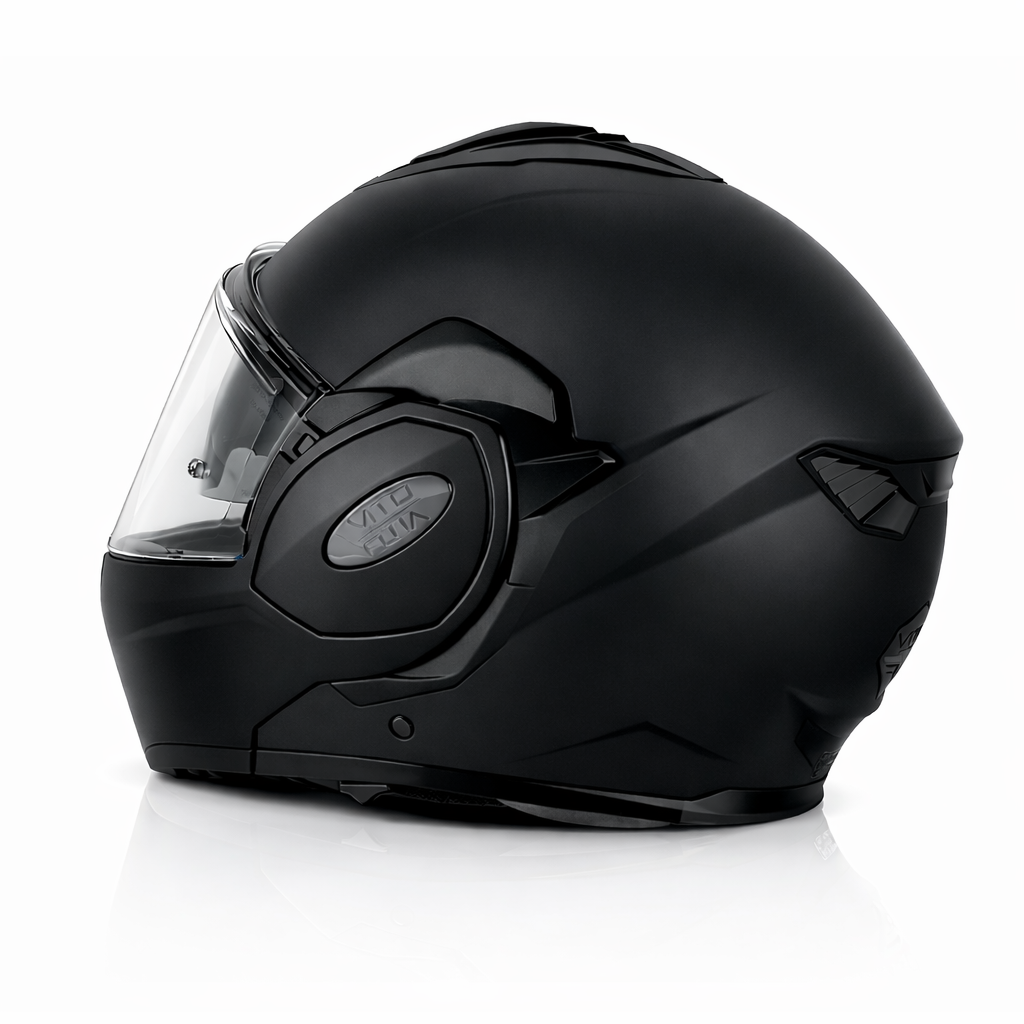 Helm Vito Reverse - Transparant Vizier - Mat Zwart - Maat L