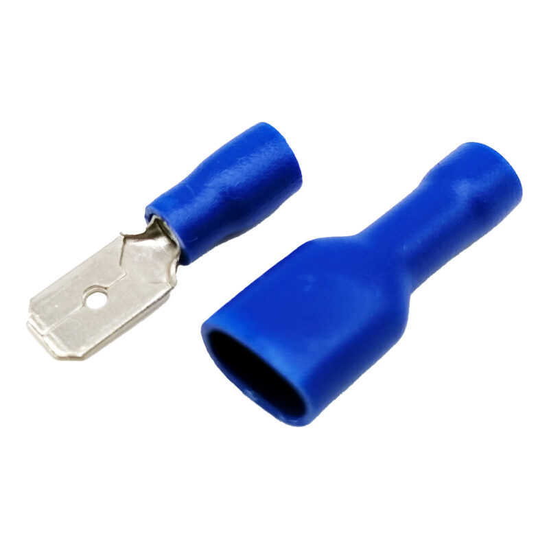 20 stuks Kabelschoen / Krimp Connector - Spade - Blauw - Geïsoleerd - FDFD 2-250 - 6.3mm - 16-14 AWG