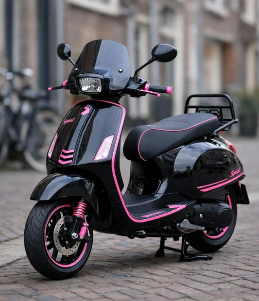 Vespa Sprint 50 Snor 4T E5 2022 Glossy Black x Pink Custom Made