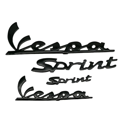 3D Vespa 4-delige Stickerset / Vespa Sprint - Zwart