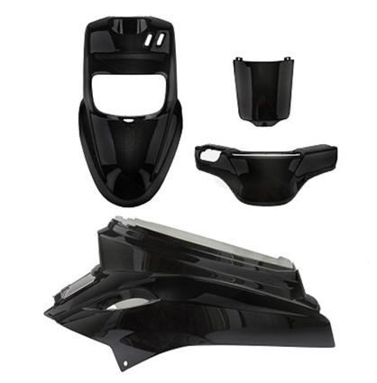 Kappenset - 4 Delig - Yamaha BWS / MBK Booster 12 inch 2004-2007 - Glans Zwart -