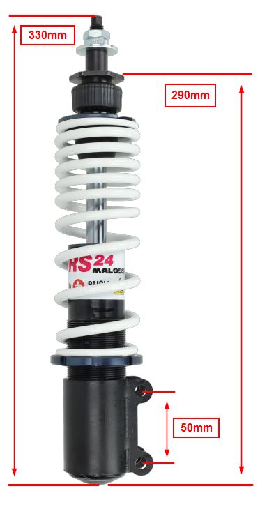 Malossi Schokbreker RS24 - Vespa GTS - 125cc ~ 300cc - Euro5 / Euro5+ - 225mm - Wit - 4619983