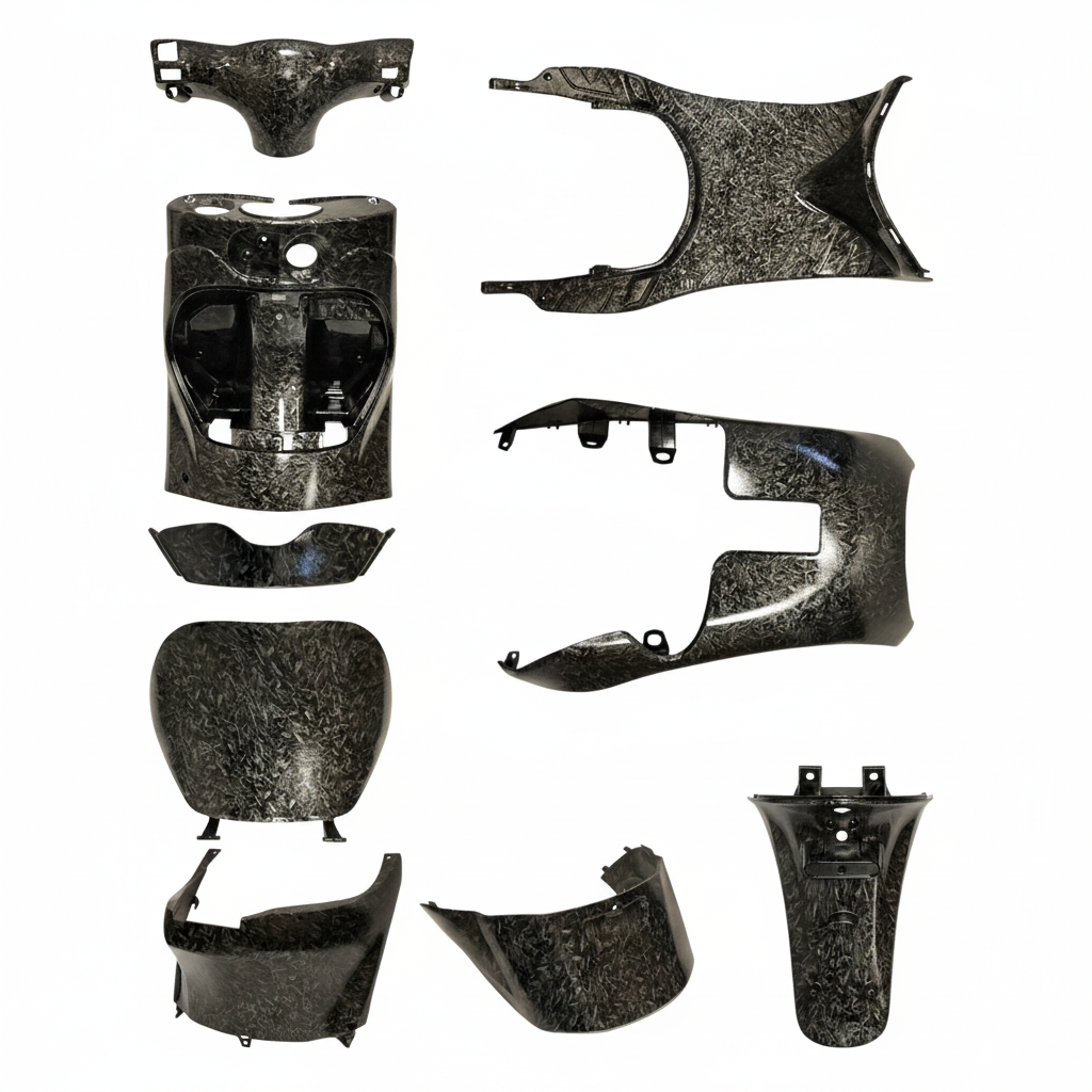 Kit de carénage intérieur Piaggio Zip - 9 pièces - Aspect Carbone