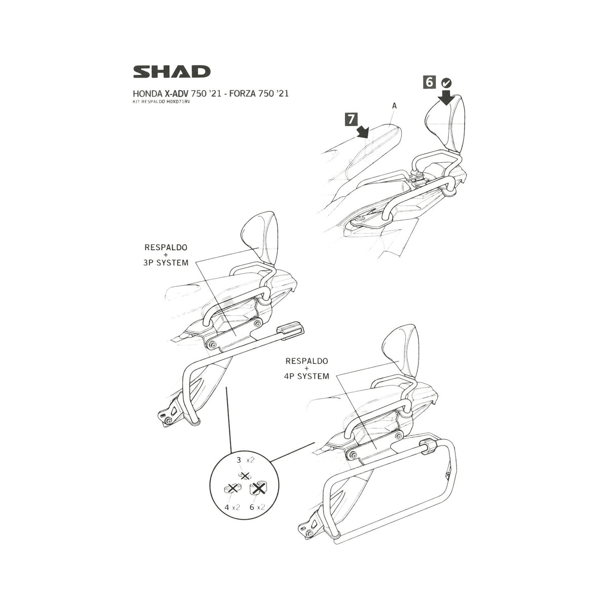 SHAD Bevestigingset Rugsteun – Honda X-ADV 750 - vanaf 2021 – H0XD71RV