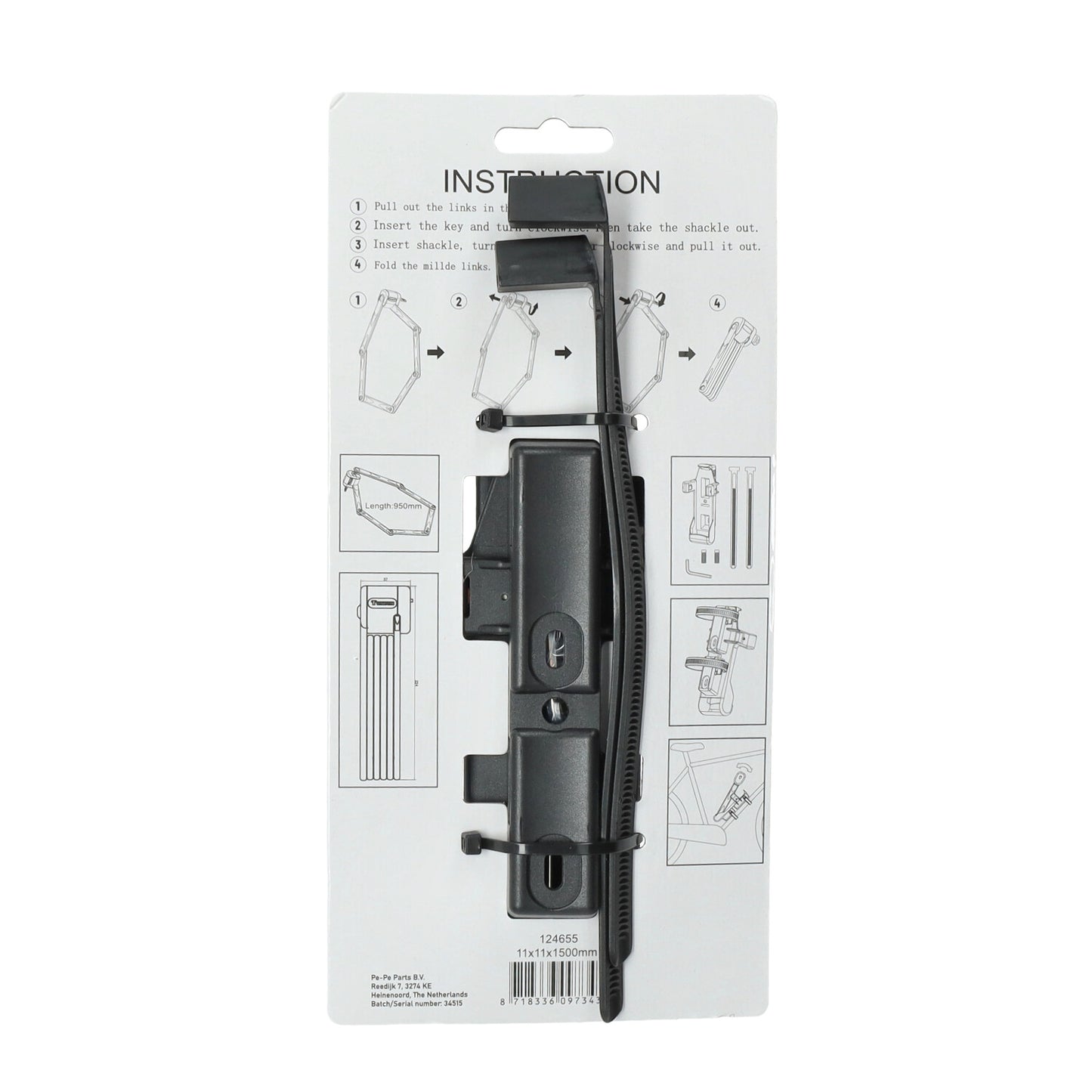 Vouwslot Power1 - Fatbike/Fiets - ART 2* - ART4249 - Lengte 95cm