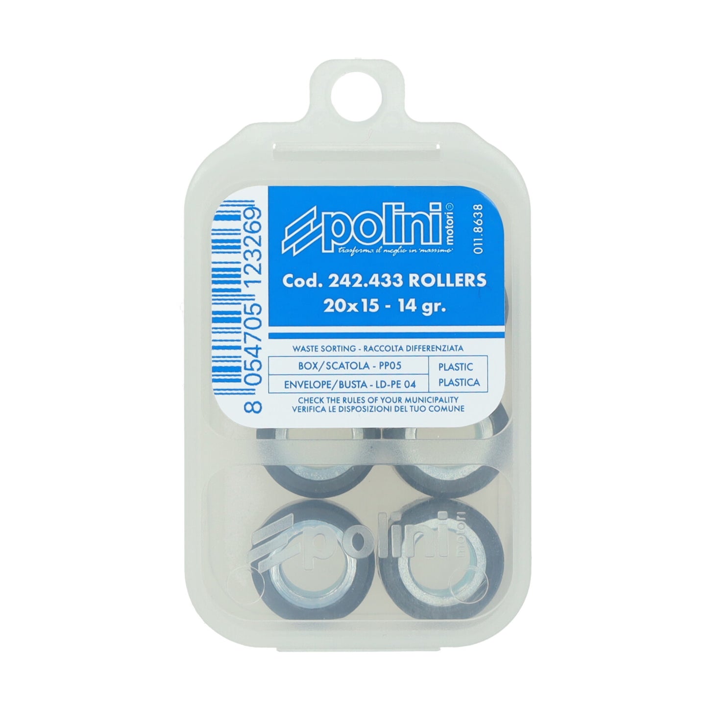 Polini Rollenset - Vespa Sprint / Primavera - Euro4 / Euro5 / Euro5+ - 125cc - 20x15mm - 13,8gram - 242.433