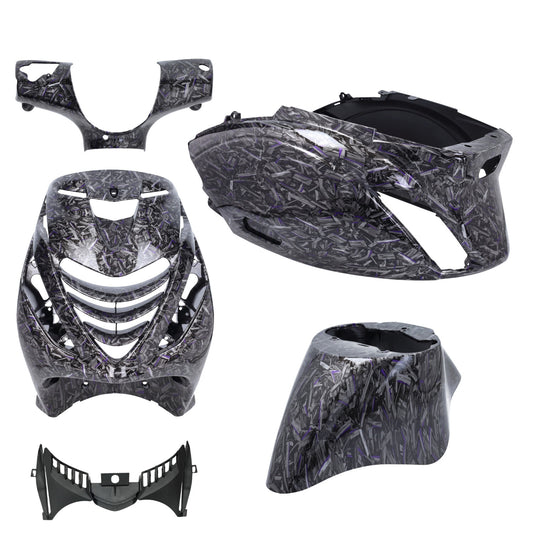 Kappenset – Piaggio Zip – 5-delig – met SP neus – Forged Flakes - Zwart / Zilver