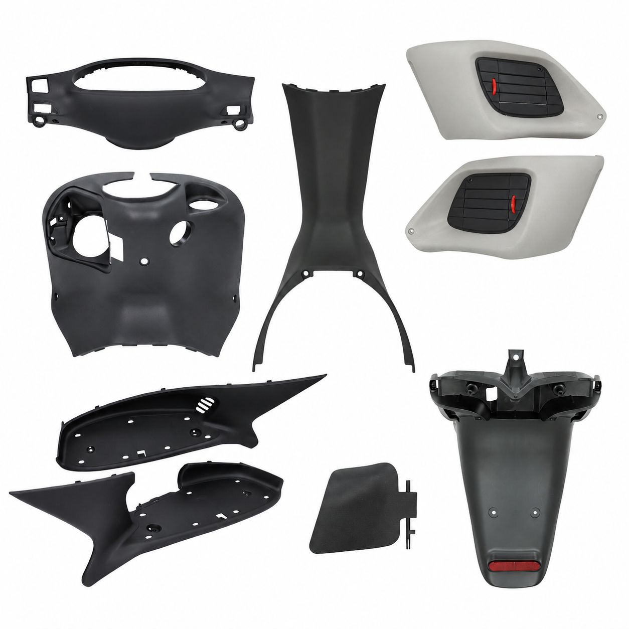 Binnenkappenset - 9-Delig - Gilera Runner 50cc / 125cc / 180cc - Zwart / Grijs
