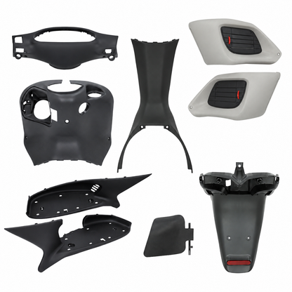 Binnenkappenset - 9-Delig - Gilera Runner 50cc / 125cc / 180cc - Zwart / Grijs