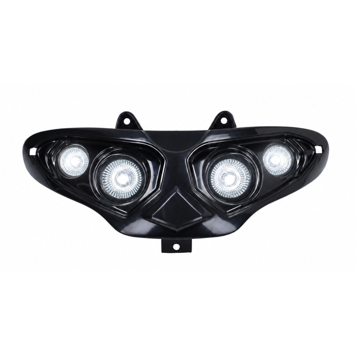 Unidad de faro delantero halógeno de 4 lámparas – Negro – Modelos Gilera Runner de 50 / 125 / 180cc