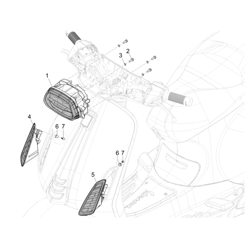 47. Vespa Sprint 50 IGET 4T 3V Euro5+ - 2024-2026 - Części reflektora - Kierunkowskaz przedni