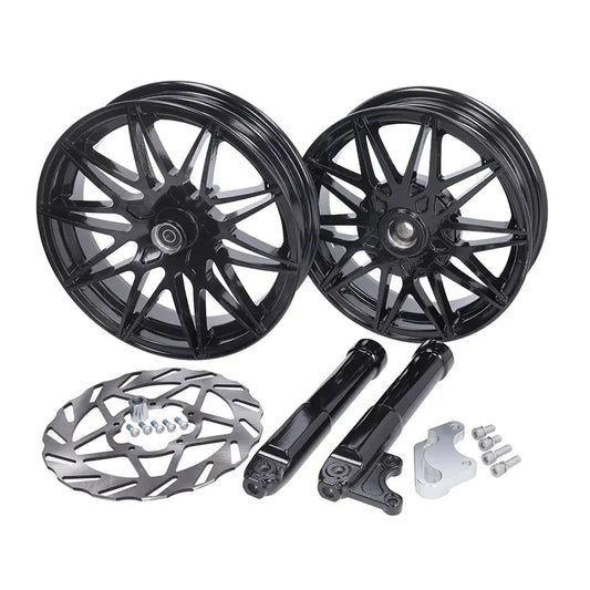 Fast Arrow Pro - Sportvelgen Piaggio Zip + Remschijf + Vorkpoten - Glans- of Matzwart - Voor 12 inch / Achter 11 inch