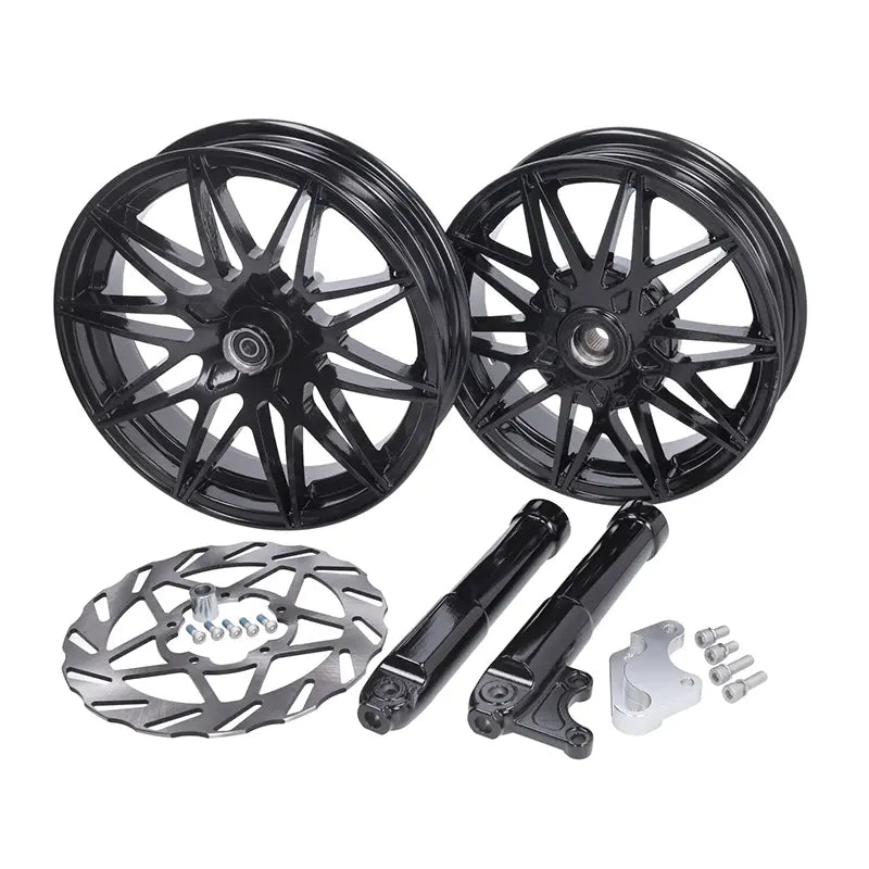Fast Arrow Pro - Sportvelgen Piaggio Zip + Remschijf + Vorkpoten - Glans- of Matzwart - Voor 12 inch / Achter 11 inch