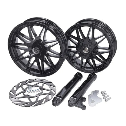 Fast Arrow Pro - Sportvelgen Piaggio Zip + Remschijf + Vorkpoten - Glans- of Matzwart - Voor 12 inch / Achter 11 inch