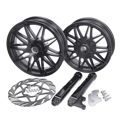 Fast Arrow Pro - Sportvelgen Piaggio Zip + Remschijf + Vorkpoten - Glans- of Matzwart - Voor 12 inch / Achter 11 inch