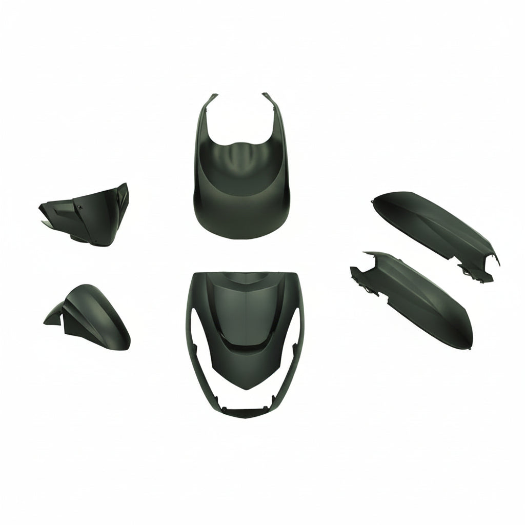 Kappenset - 6 Delig - Peugeot Kisbee - euro-3/4/5 - Mat Zwart -