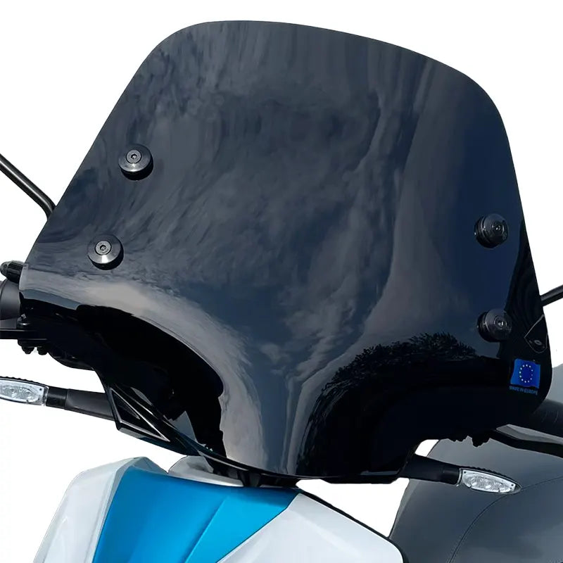 Niedrige Windschutzscheibe für den Piaggio 1 (One) Elektroroller – Rauchglas/Transparent/Schwarz