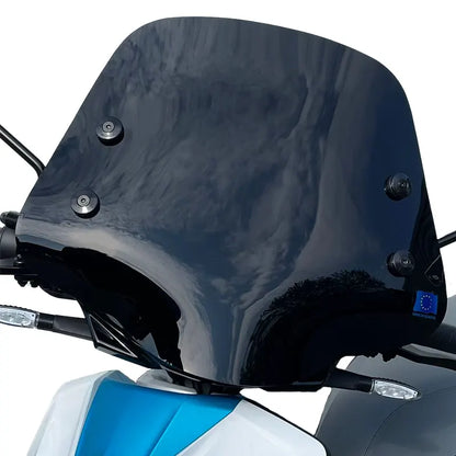 Niedrige Windschutzscheibe für den Piaggio 1 (One) Elektroroller – Rauchglas/Transparent/Schwarz