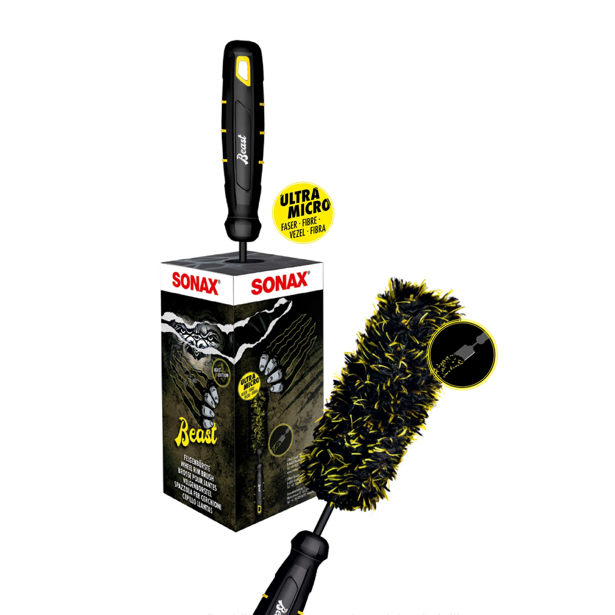 Felgenbürste SONAX - Mikrofaser Beast Edition Schwarz/Gelb – 04917410