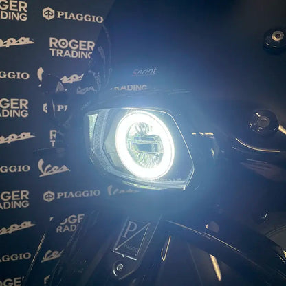 LED Angeleye Vespa Headlight for Sprint - Euro4 / Euro5 - Plug and Play - Complete Angel Eye Unit