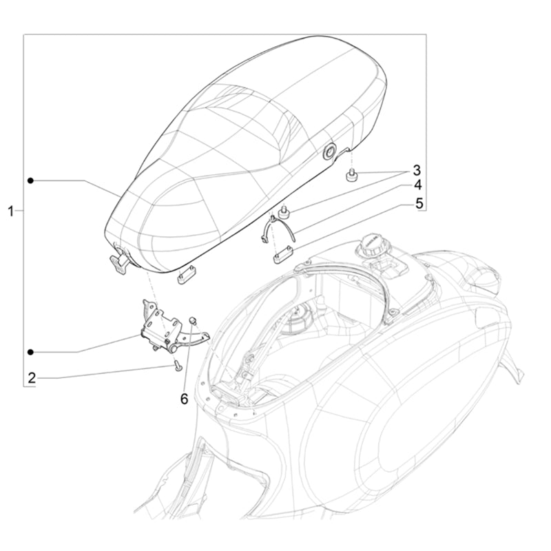 31. Vespa Sprint 50 IGET 4T 3V Euro5+ - 2024-2026 - Onderdelen Buddyseat