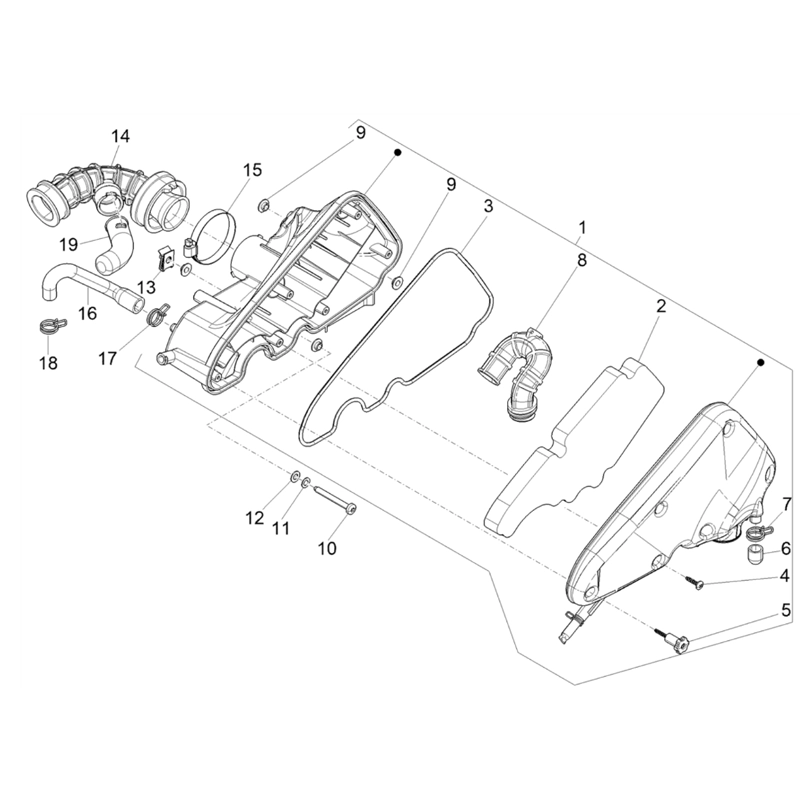 19. Vespa Sprint 50 IGET 4T 3V Euro5 - 45 km/h - 2019-2022 - ZAPCD0101 - Onderdelen Luchtfilter