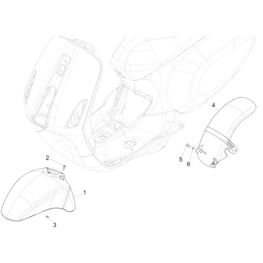 27. Vespa Sprint 50 IGET 4T 3V Euro5+ - 2024-2026 - Onderdelen Spatbord