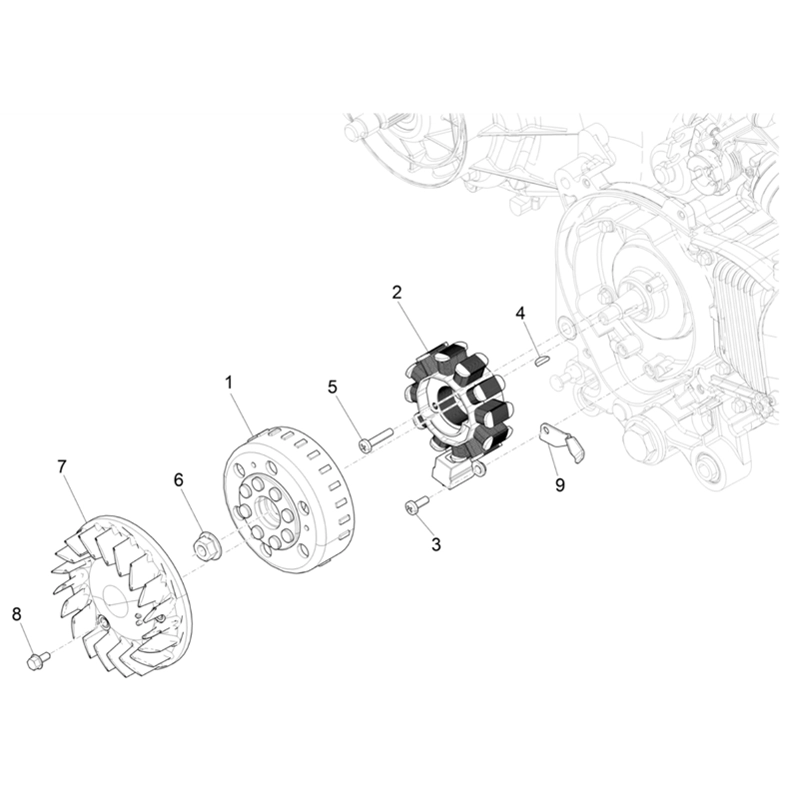 13. Vespa Sprint 50 IGET 4T 3V Euro5 - 45 km/h - 2019-2022 - ZAPCD0101 - Onderdelen Vliegwiel