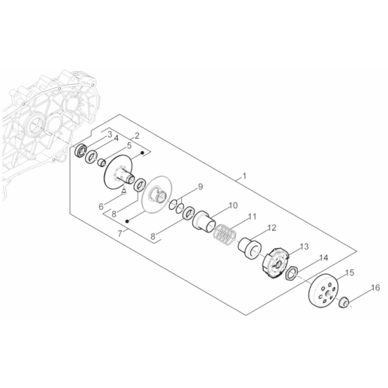 09. Vespa Sprint 50 IGET 4T 3V Euro5 - 45 km/h - 2019-2022 - ZAPCD0101 - Onderdelen - Aangedreven Poelie / Koppeling