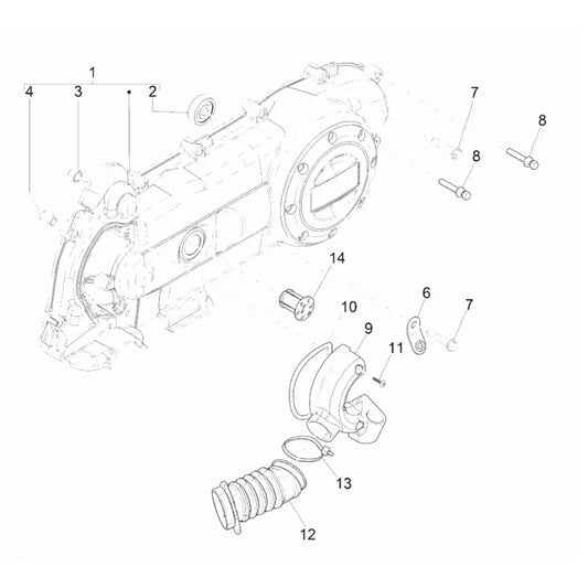 10. Vespa Sprint 50 IGET 4T 3V - Euro4 - 2017-2020 - Onderdelen Carterdeksel