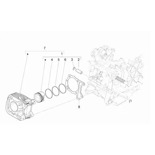 04. Vespa Sprint 50 IGET 4T 3V - Euro4 - 2017-2020 - Onderdelen Cilinder - Zuiger