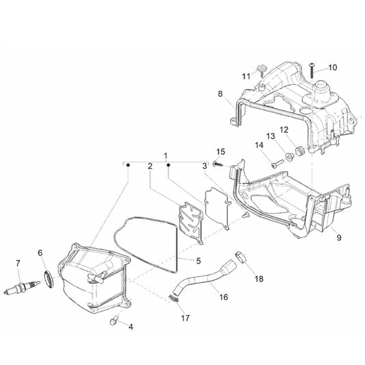 07. Vespa Sprint 50 IGET 4T 3V - Euro4 - 2017-2020 - Onderdelen - Cilinderkopdeksel