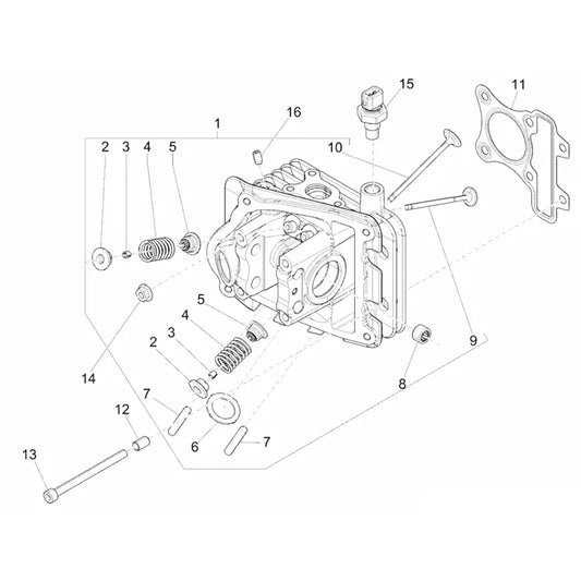 05. Vespa Sprint 50 IGET 4T 3V - Euro4 - 2017-2020 - Onderdelen Cilinderkop