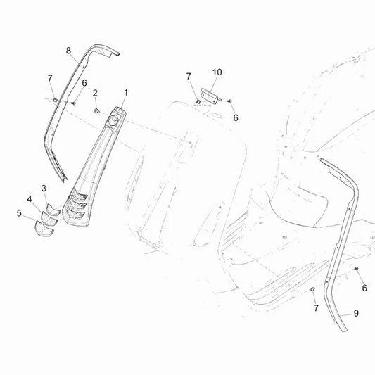 23. Vespa Sprint 50 IGET 4T 3V - Euro4 - 2017-2020 - Onderdelen Bekleding Voor