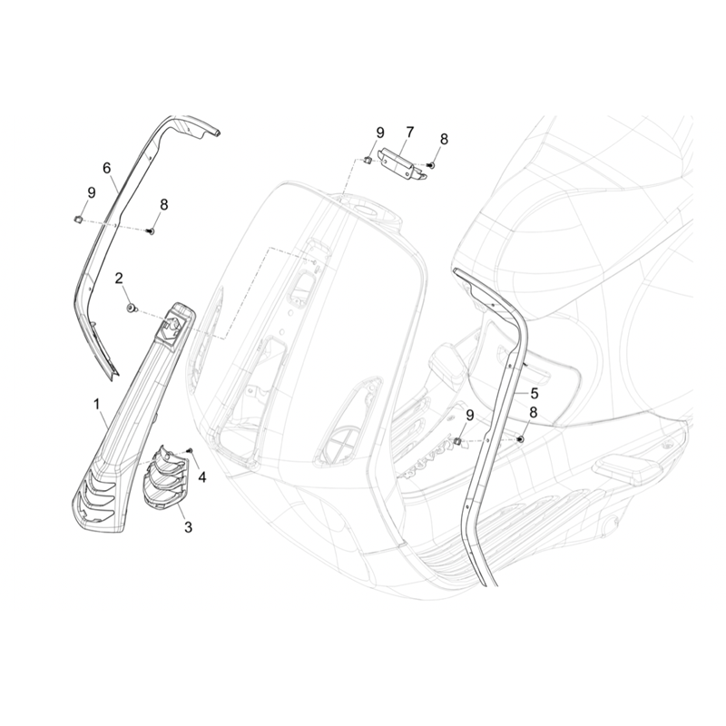 23. Vespa Sprint 50 IGET 4T 3V Euro5+ - 2024-2026 - Onderdelen Bekleding Voor