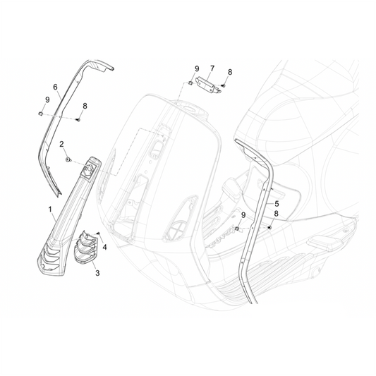 23. Vespa Sprint 50 IGET 4T 3V Euro5+ - 2024-2026 - Onderdelen Bekleding Voor