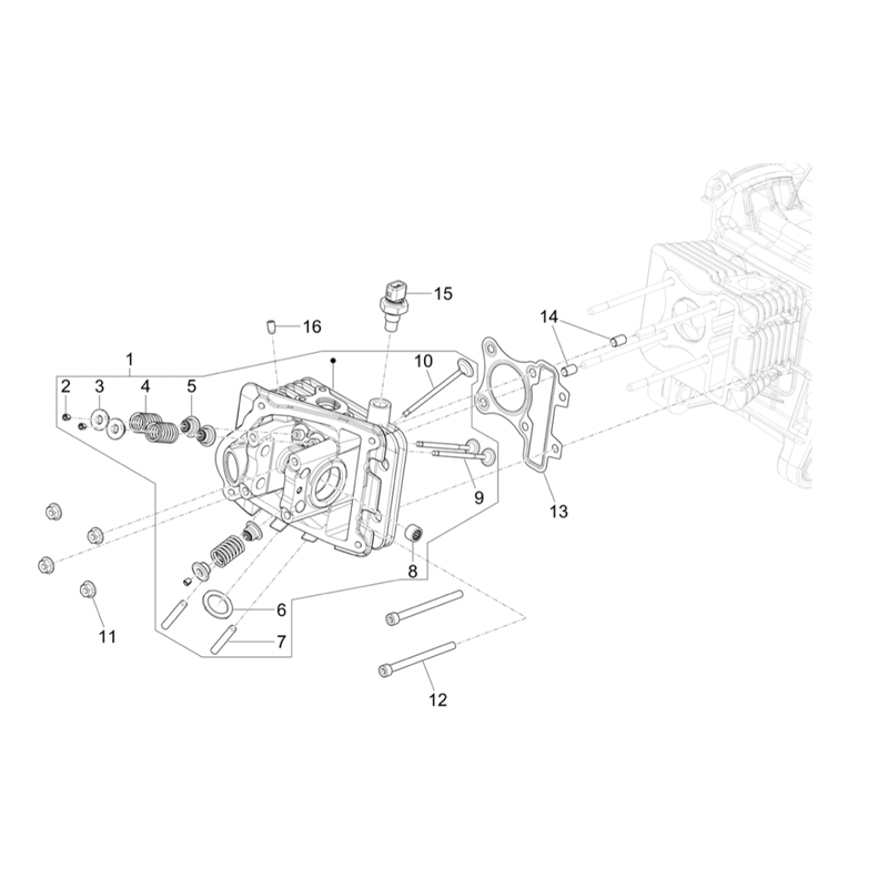 05. Vespa Sprint 50 IGET 4T 3V Euro5+ - 2024-2026 - Części głowicy cylindra