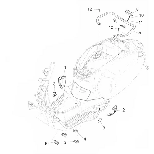 26. Vespa Sprint 50 IGET 4T 3V - Euro4 - 2017-2020 - Onderdelen Zijschermen