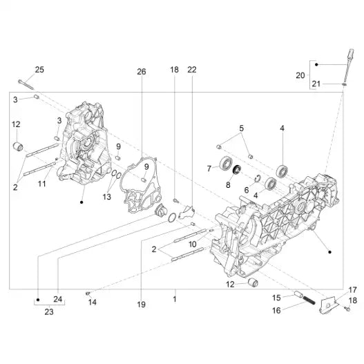 02. Vespa GTS 300 - HPE - Super - ABS - Euro5 - 2020-2022 - Piezas del cárter